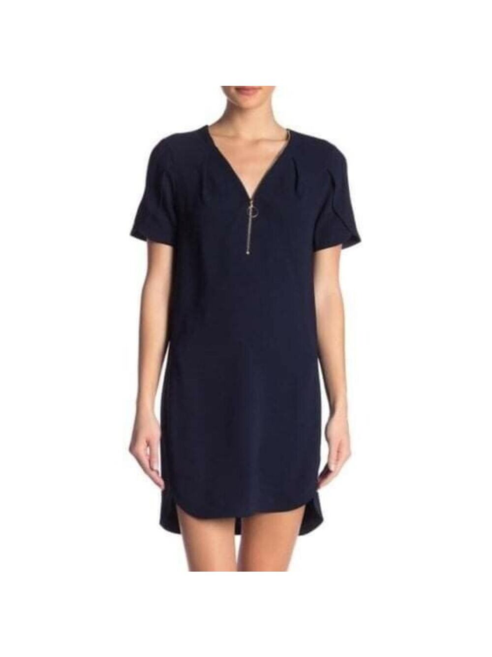 NEW Trina Turk Taliah Crepe Tunic Dress Women's Size 2 Indigo Blue Zipper Front